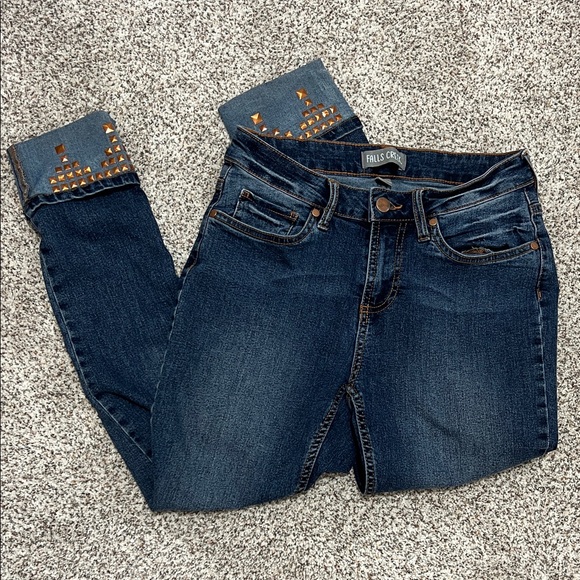 Falls Creek Bronze Studded Cropped Jeans - Picture 1 of 6